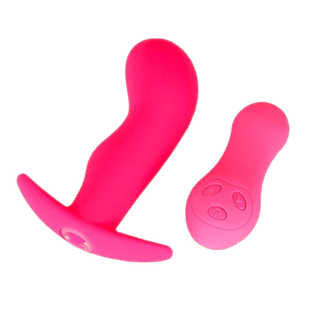 This is an image of Remote Controlled Silicone Vibrating Butt Plug 4.33 Inches Long made from premium silicone material.
