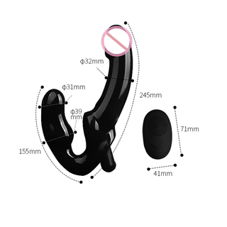Black 10-Speed Strap On 6 Inch & 9 Inch Dildo Vibrator in black color with varying widths for ultimate pleasure.
