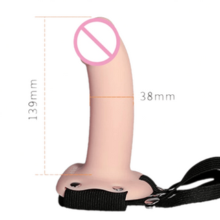 An image showcasing the waterproof and hypoallergenic design of the hollow strap on for safe and pleasurable use.