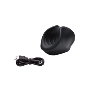 Observe an image of Automatic Vibrating Blowjob Rechargeable Male Masturbator Sex Toy in black silicone material.