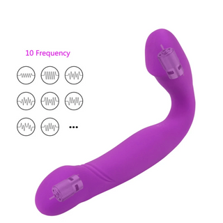 Displaying an image of Model B of the Strap On Remote Vibrator, 7.48 inches in length with different widths.