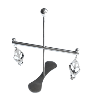 Observe an image of No Escape Clamps, stainless steel butterfly clamps for enhanced sensitivity and pleasure.