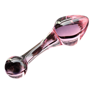 This is an image of Lovely Pink Crystal Glass Plug 4.53 Inches Long, featuring a tapered end for teasing and priming, promising an intense climax.