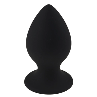 XL size silicone plug in black, pink color, measuring 4.53 inches long and 2.44 inches wide.