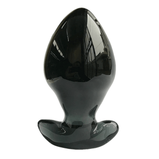 Displaying an image of a 2.5 Inch Wide Big Black Classic Glass Plug for intense stimulation.