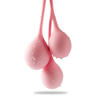 What you see is an image of Smooth Geisha Vibrating Kegel Balls 2pcs Set with precision steel balls for pelvic muscle stimulation.