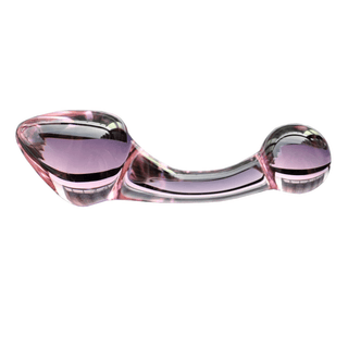 What you see is an image of Lovely Pink Crystal Glass Plug 4.53 Inches Long, a sleek and elegant intimate toy designed for unparalleled pleasure.