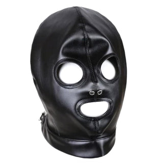 Take a look at an image of Anonymous Pauper Gimp Mask, crafted from premium PU leather with adjustable lace locking system for snug fit and sensory deprivation.