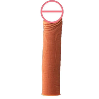 Presenting an image of Reusable Silicone Penis Enlargement Sheath Type 1 with dimensions: Length 6.69 inches, Extension 0.98 inch.