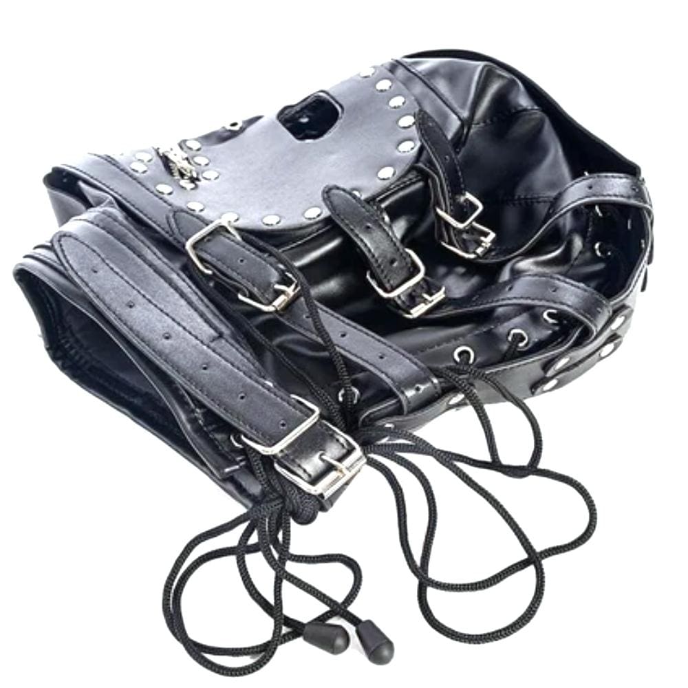 This is an image of Full Face Leather BDSM mask offering a portal to a world of amplified sensations and experiences for intensified pleasure.