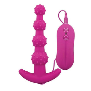 Displaying an image of Beaded and Dotted Silicone Anal Toy 5.71 Inches Long with a vibrating plug design