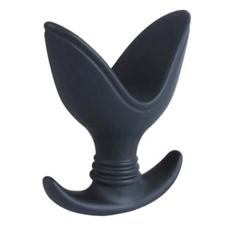 Pictured here is an image of Soft and Smooth Expanding Plug, a black expanding plug designed for heightened pleasure and comfort.