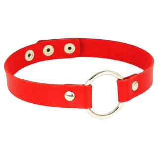 This is an image of Colorful Synthetic Leather BDSM Choker in yellow color