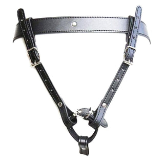 This is an image of Leather Strap on Cock Ring Harness showcasing its rear and side strap ranges.