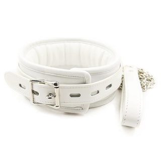 Here is an image of White BDSM Toy Fetish Collar And Leash Submissive Slave Leather