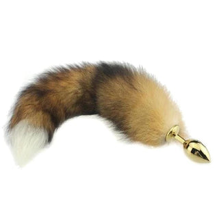 Brown Faux Fur Metallic Cat Tail Fox Tail Plug 15" Long