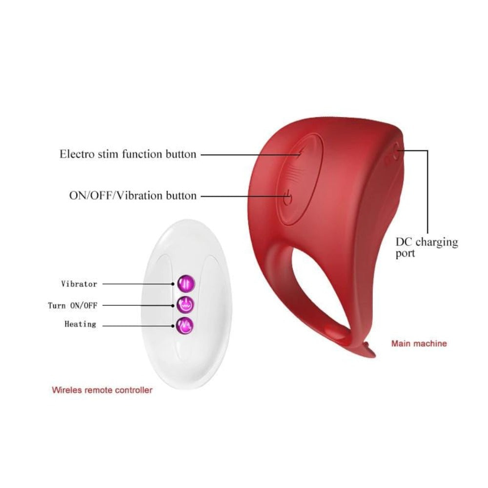 Check out an image of Electro Stimulating Red Ring crafted from high-quality silicone for comfort and safety.