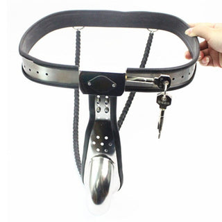 Take a look at an image of the precision-designed cage of the Locked Down Penis Chastity Belt for intense BDSM experiences.