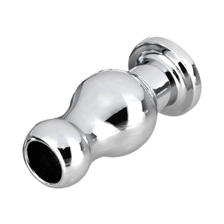 Take a look at an image of Flawless Stainless Steel Hollow Plug with an hourglass design for unique insertable possibilities.