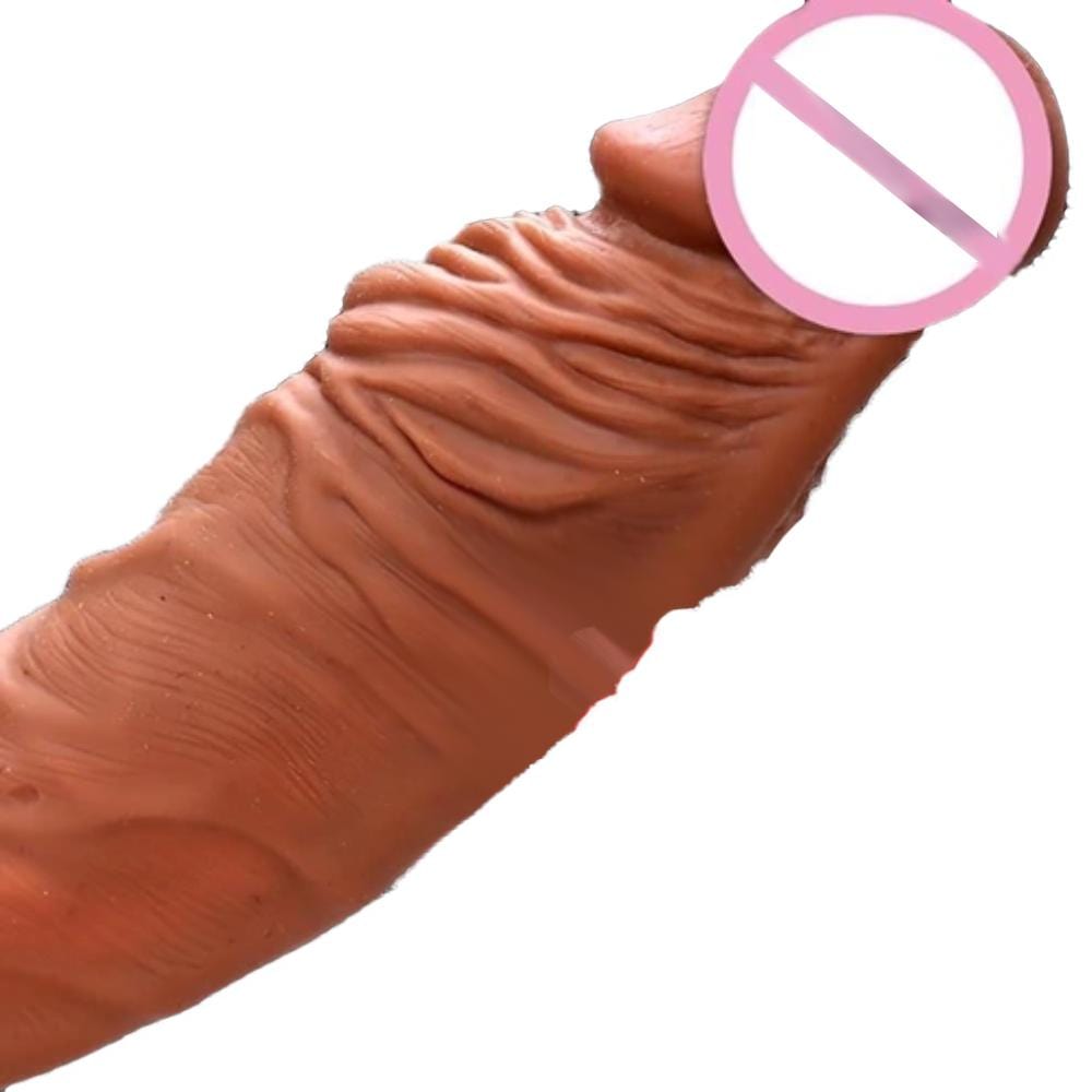 Displaying an image of Get Bigger Realistic Penis Extension Sleeve Thick in skin color and premium silicone material