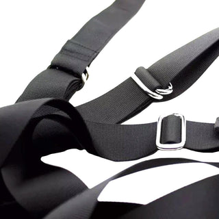 Crafted from plush and nylon, Secure Door-Mounted Sling Sex Swing offers comfort and safety with padded rope bases for extended play.