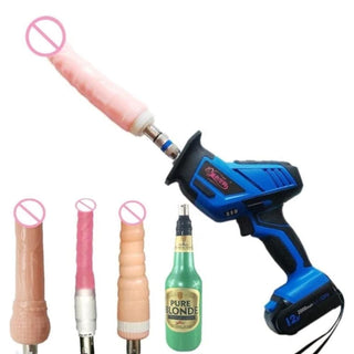 In the photograph, you can see an image of Handy Handheld Sex Machine Sawzall Set with ergonomic handle for comfortable operation.