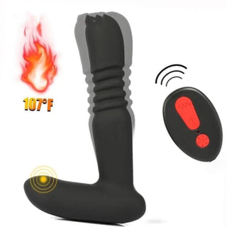 You are looking at an image of the 6.10 inches long and 1.20 inches thick vibrating butt plug with a perineum massager.