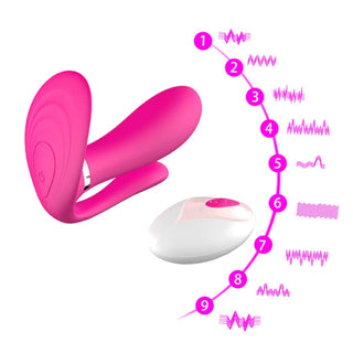 A purple and rose butterfly vibrator featuring a G-spot massager and ass massager.