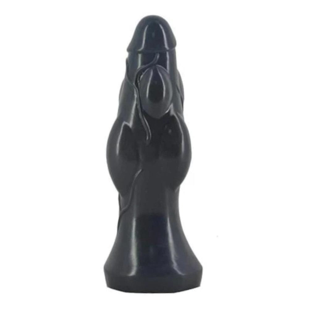 Image of Soft and Flexible Large 8 Inch Knot Dildo in black color with textured bumps for intense pleasure.