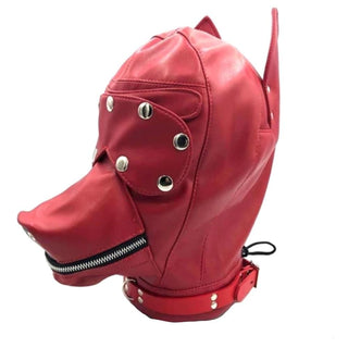 Pink Sensory Deprivation Puppy Hood with Comfortable Fit, Lace-up Closure, and Soft Synthetic Leather Material