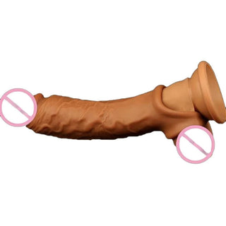 What you see is an image of Realistic Double Lock Penis Sleeve Extender with added length and girth enhancements for more satisfying intimacy and secure fit for exploring fantasies.
