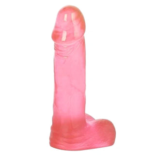 This is an image of Small Slim Silicone Beginner Mini Thin Jelly Dildo 4 Inch, made of silicone material in pink color, suitable for all desires.