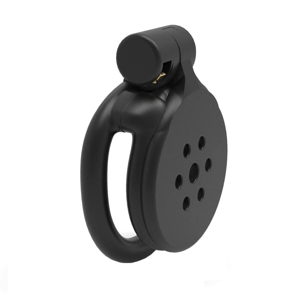 Here is an image of Black Out Flat Small Inverted Cock Cage for male chastity.