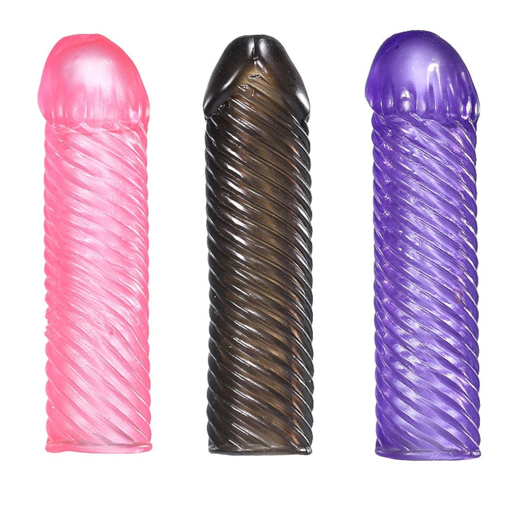 Displaying an image of Reusable Silicone Condom Extender, a purple silicone tool designed to enhance pleasure and intimacy sustainably.