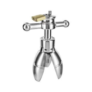 Check out an image of Sphincter Stretcher Locking Steel Butt Plug with a unique dilator design for the perfect stretch.