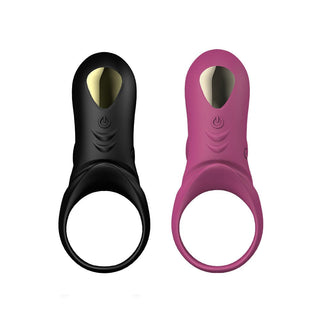 Observe an image of Dual Motor Stimulation Male Vibrating Dick Ring in black color.
