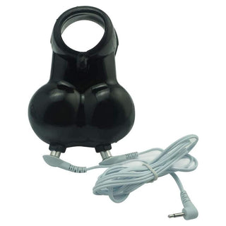 Displaying an image of Electro Shock Ready Vibrating Cock Ring And Balls Non-Silicone enhancing intimate pleasure with electric cable stimulation.