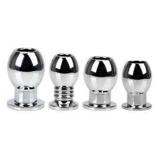 Check out an image of Ass-Gaping Smooth Metal Hollow Plug in small size for intimate pleasure.