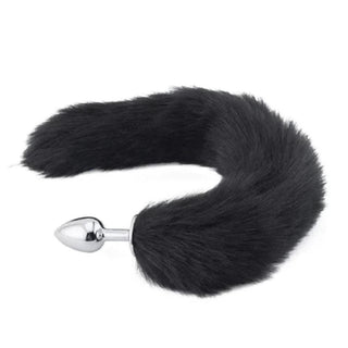 Midnight Black Wolf Tail with Stainless Steel Plug