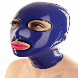 Displaying an image of Royal Purple Latex Rubber Mask for sensory exploration and sensory deprivation play.
