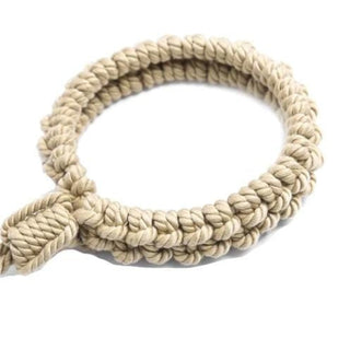 Pictured here is an image of a Natural Cotton Rope Collar and leash set crafted from premium cotton, offering a soft texture for a comfortable fit and long-lasting performance.