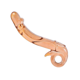 Golden Dragon 7 Inch Glass Dildo Butt Plug Crystal Wand Anal Trainer Kit For Men - Elegant gold glass dildo with loop handle for easy control.