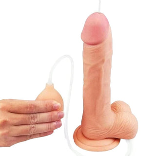 Flesh-colored squirting dildo with suction cup, waterproof and non-toxic for safe play