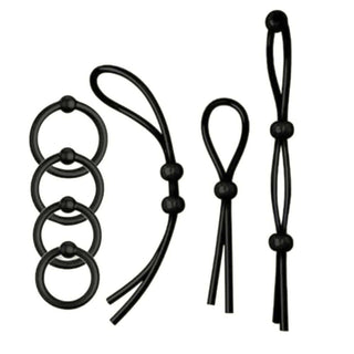 Adjustable silicone cock ring set for delaying ejaculation.