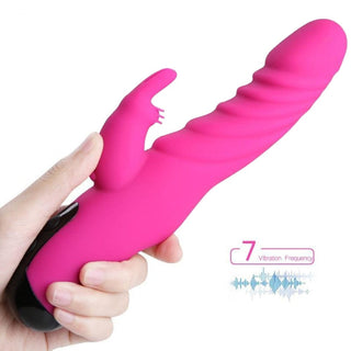In the photograph, you can see an image of Wavy Ridges Dildo Powerful Rabbit G-Spot Vibrator Large Massager with unique beaded design for vaginal stimulation