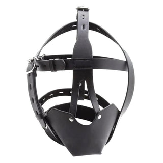 Pictured here is an image of Leather Strap Muzzle Bondage Mask from Lovegasm store, designed for power play dynamics and control.