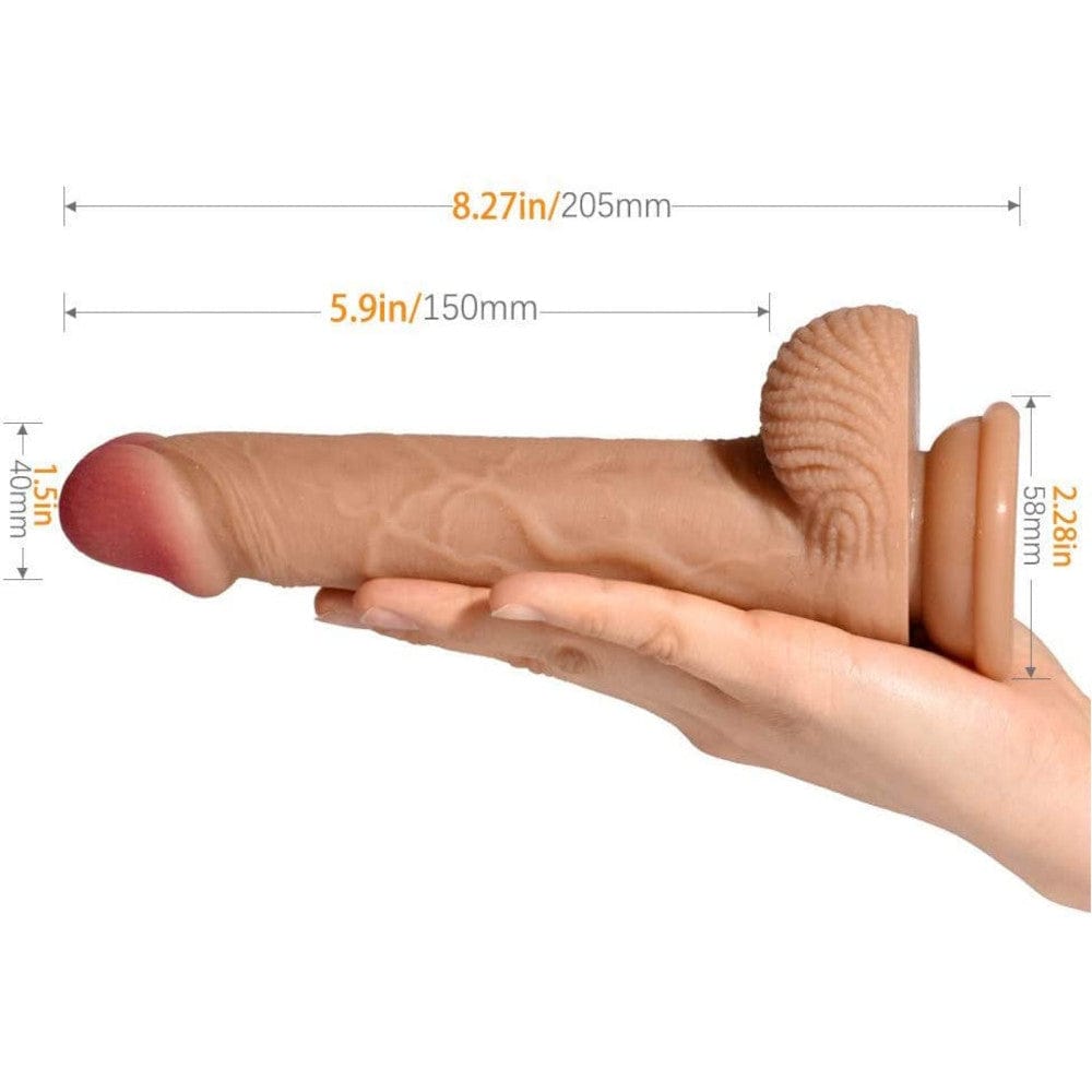 This is an image of Naughty Beaver 8 Inch Silicone Dildo, perfect for solo play or couples looking to spice up their sex life.
