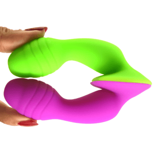 Colorful anal dildo with suction cup, ideal for hands-free play on smooth surfaces.