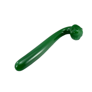 This is an image of a double-headed glass dildo with a mushroom-shaped tip for pinpoint stimulation.