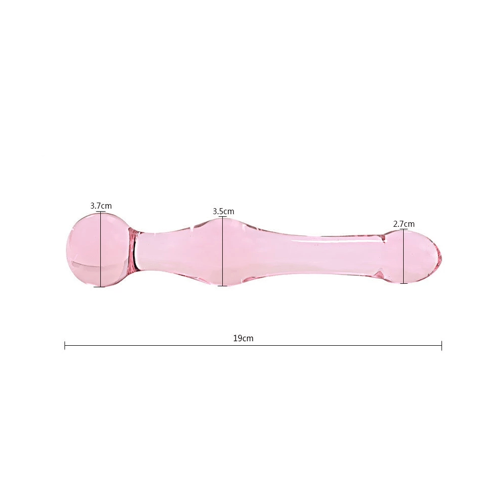 Take a look at an image of the 7.5 inch pink wand made from glass, designed for endless erotic adventures in solo or couple play.